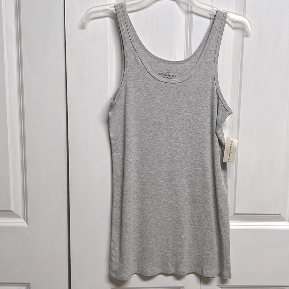 Bobble Brooks Light Gray Sleeveless Muscle Tee Shirt Size L NWT